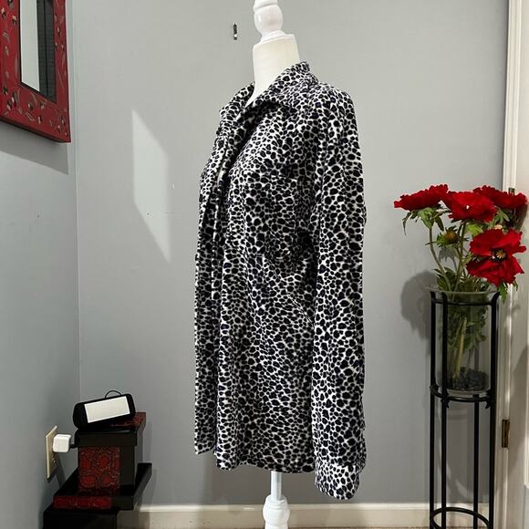 Third Rail Vintage Plush Fleece Longline Leopard Print Cozy Shacket Shirt Jacket - Picture 7 of 16